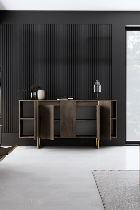 Hanah Home Consola Luxe Nogal y Dorado